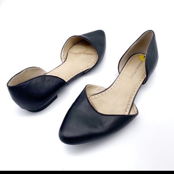 Adrienne Vittadini Black Pointed Toe D’Orsay Flats - Picture 1 of 6